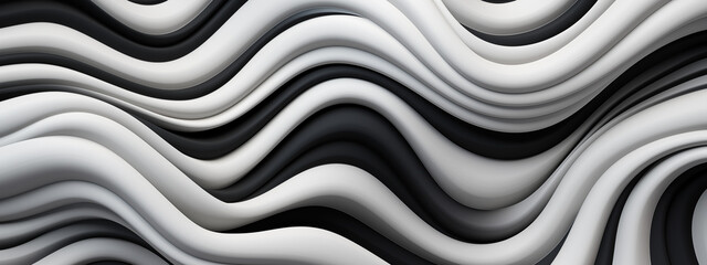 Black and White Abstract Optical Illusion, Wavy and Swirling Design - obrazy, fototapety, plakaty