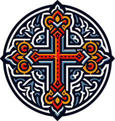 Christian cross illustration with a transparent background, perfect for religious and spiritual applications, as well as for use in graphic design and digital art.