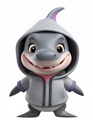 3d white shark cartoon