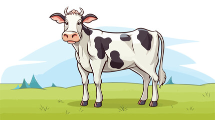 Line drawing cartoon farm cow flat cartoon 