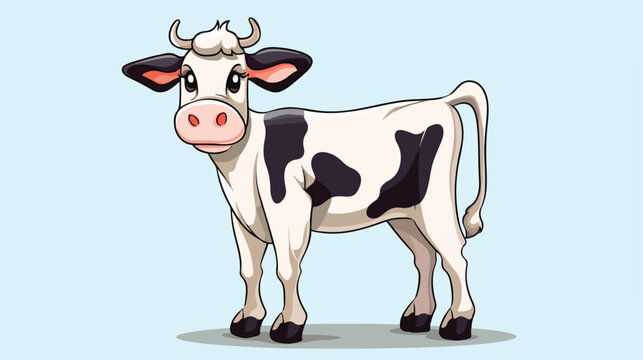 Line drawing cartoon farm cow flat cartoon 