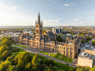 Aerial view of Kelvingrove Art Museum, Glasgow, Scotland.