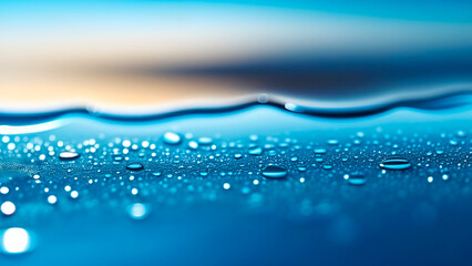 Background with water drops and sea waves. Banner.