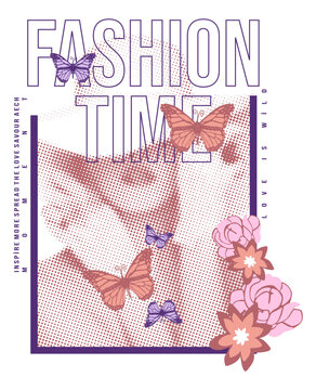 Fashion girl butterfly t-shirt dreams slogan alive motivational slogan typography 