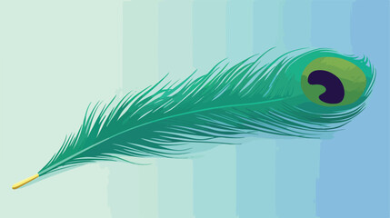Long emerald-green feather of peacock. Plumage 