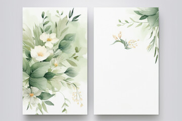 Template with flowers and leaves for invitation or postcard