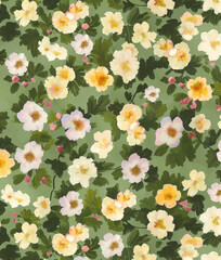 Seamless floral camouflage pattern background inspired by nature and military fashion for textile design and creative decoration