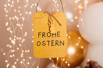 Happy Easter chalkboard decoration background. freue Ostern in germany language 