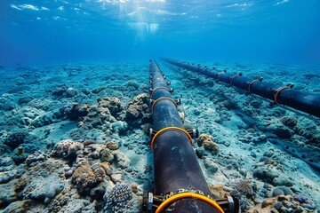 High-tech submarine fiber-optic cable - obrazy, fototapety, plakaty
