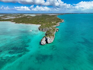 Split Rock, Turks and Caicos' Iron Shore of Providenciales at the South West Point, 30 foot cliffs