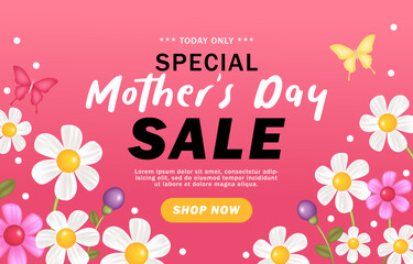 Happy mothers day sale for banner, poster with flowers decoration