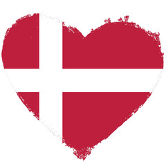 Denmark flag in heart shape isolated on transparent background.