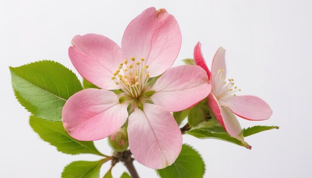 pink apple flower on white background