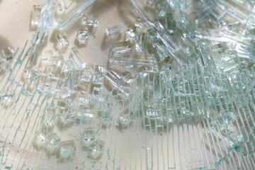 Closeup shot of details on transparent shattered glass