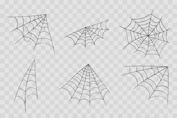 Halloween cobweb, frames and borders, scary elements for decoration. Hand drawn spider web or cobweb. Line art, sketch style spider web elements, spooky, scary image. Vector illustration.
 - obrazy, fototapety, plakaty