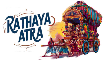 Happy Rathayatra, Rathayatra wishes on transparent background. - obrazy, fototapety, plakaty