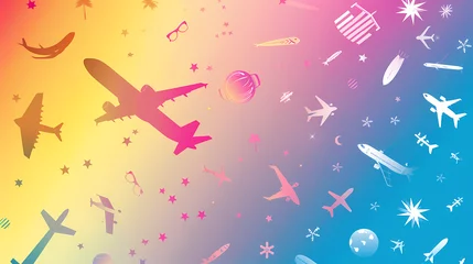 Foto op Canvas Summer travel background, planes, sparkles, creative © Nicco 