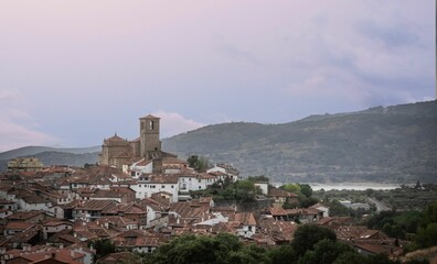 Views of the old medieval village of Hervas at sunset. Caceres. Extremadura. Spain.