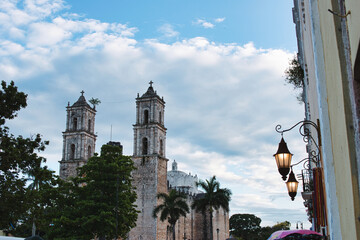 Valladolid, Mexico - December 03 2021: Church Iglesia de San Servacio in Valladolid, Yucatan