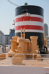 Classic historic cruiseship cruise ship ocean liner Hikawa Maru in Yokohama port near Tokyo, Japan