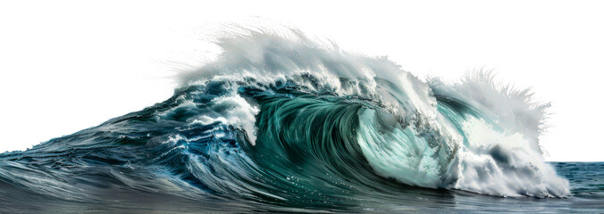 Majestic ocean wave cresting with frothy spray png on transparent background