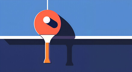 Vector illustration depicting a ping pong poster template featuring a table and rackets for ping-pong - obrazy, fototapety, plakaty