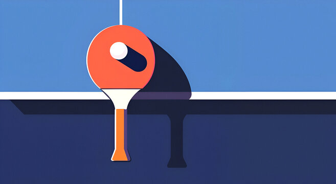 Vector illustration depicting a ping pong poster template featuring a table and rackets for ping-pong