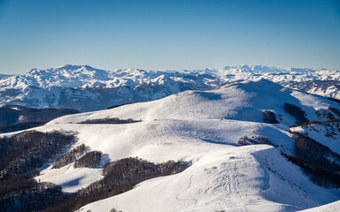 Stunning winter landscape featuring a majestic mountain range, Montenegro