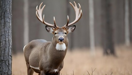 a-buck-with-antlers-rising-proudly-above-its-head- - obrazy, fototapety, plakaty