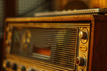 vintage retro radio closed up Tune channel - obrazy, fototapety, plakaty