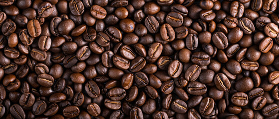 Fototapeta premium Roasted coffee beans, can be used as a background or design.