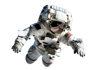 Astronaut in spacesuit floating in outer space png on transparent background - obrazy, fototapety, plakaty