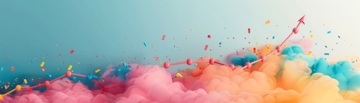 A colorful cloud of smoke with a rainbow of colors free space for text