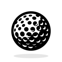 Golf ball icon. Black and white golf ball icon isolated on white