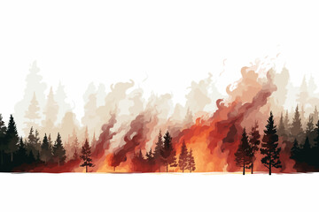 Vector of a forest in burning flames - obrazy, fototapety, plakaty