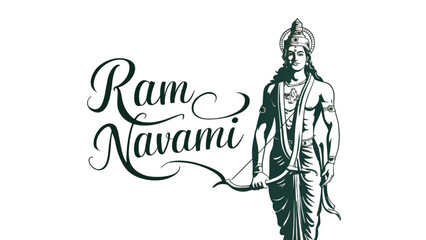 Fototapeta na wymiar Trendy Ram Navami typography. Lord Rama illustration on transparent background.