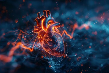 3D Illustration Human Heart Diagram