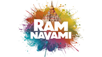 Trendy Ram Navami typography. Lord Rama illustration on transparent background. - obrazy, fototapety, plakaty