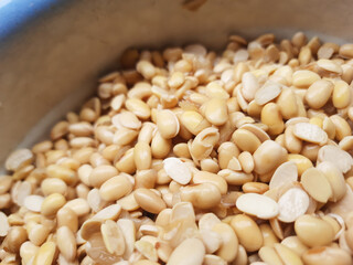soybeans with the Latin name Glycine max which are the raw material for making soy milk