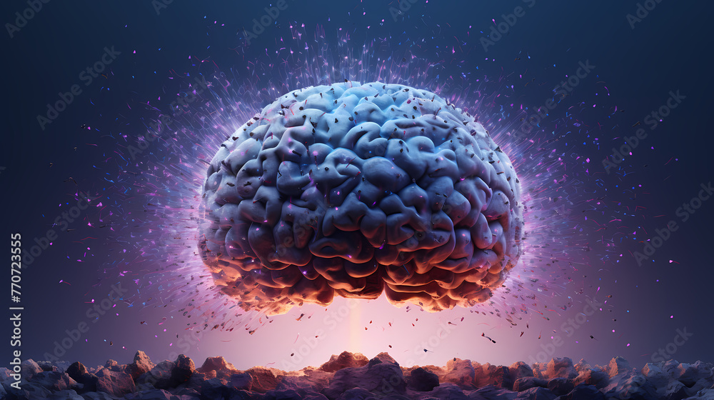 Poster artificial intelligence technology with exploding brain