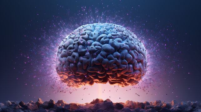 Artificial Intelligence technology with exploding brain