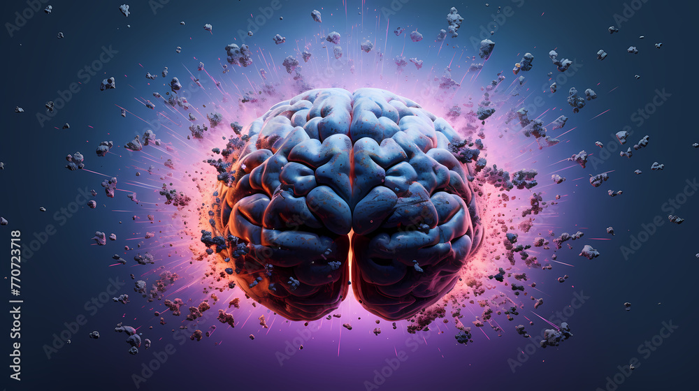 Poster artificial intelligence technology with exploding brain