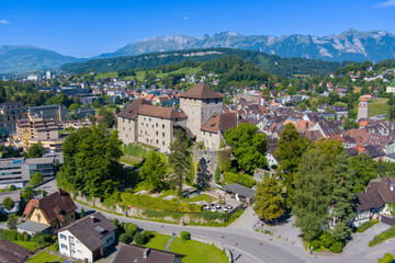 City of Feldkirch with Schattenberg Castle, State of Vorarlberg, Austria, Drone Photography