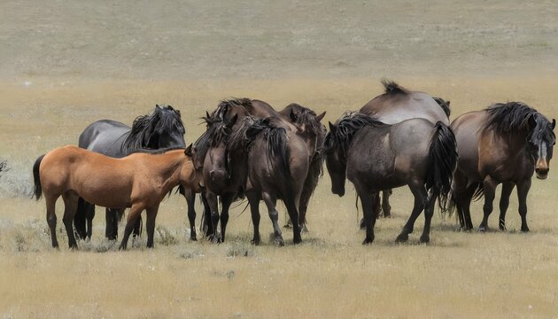 a-buffalo-with-a-group-of-wild-horses- 3