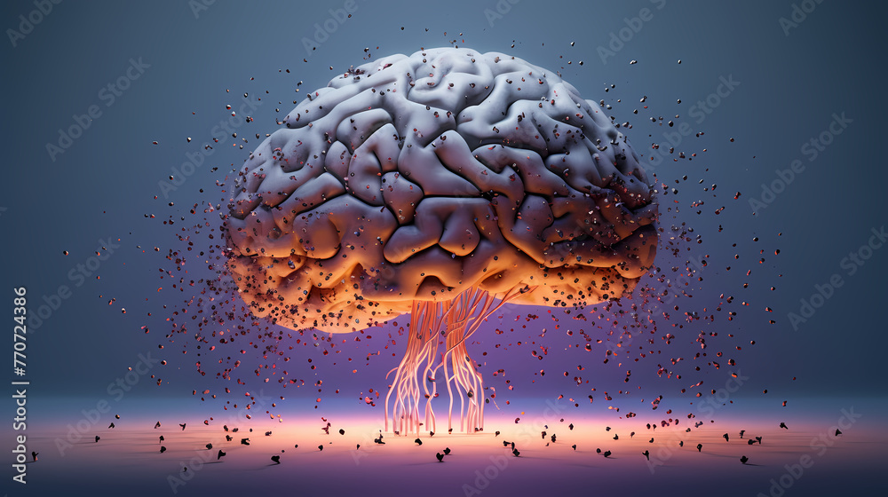 Poster artificial intelligence technology with exploding brain