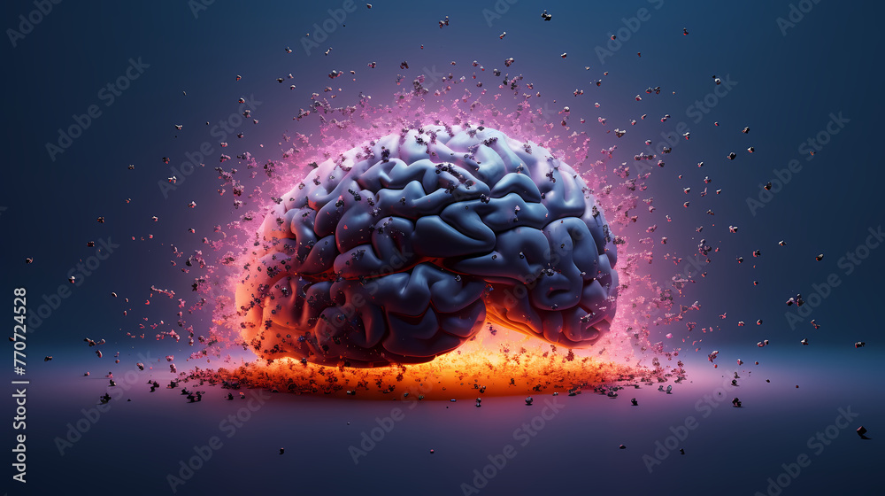 Poster Artificial Intelligence technology with exploding brain