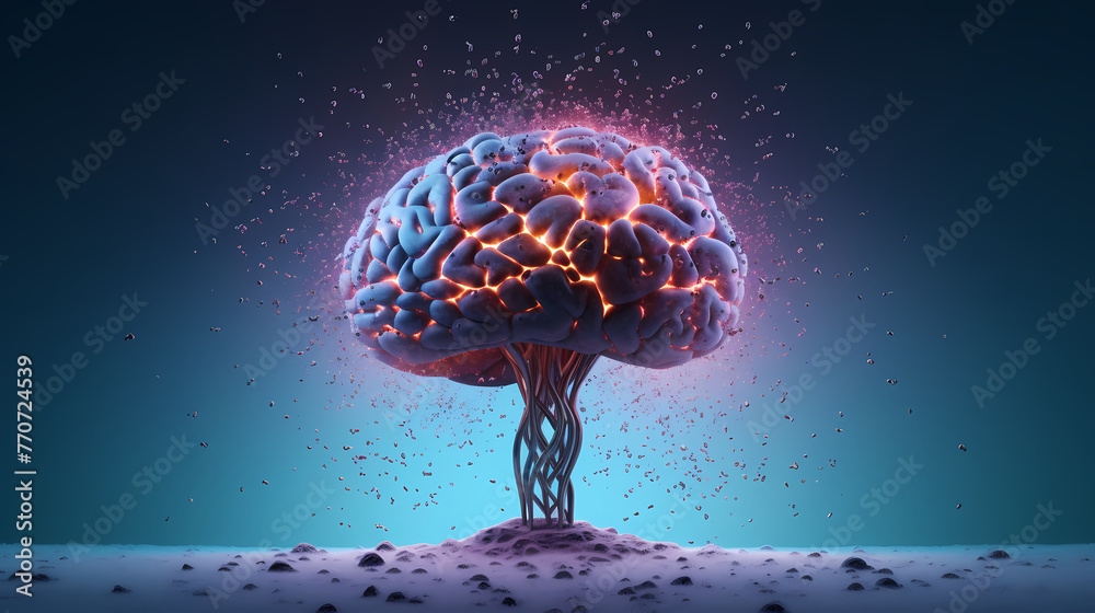 Poster artificial intelligence technology with exploding brain