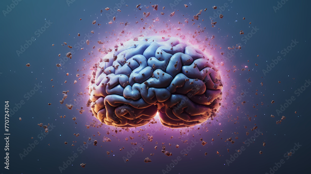 Poster Artificial Intelligence technology with exploding brain