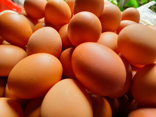 background of fresh eggs being sold at the market