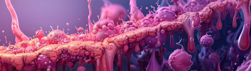 Detailed depiction of a diseased organ affected by fat and blockages, emphasizing the silent progression of chronic diseases. - obrazy, fototapety, plakaty